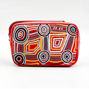 Leather Emb Toiletry Bag featuring Body Paint Design by Mary Napangardi Brown