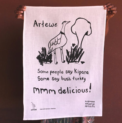 Artewe (Bush Turkey) Tea Towel by Tangentyere Artists
