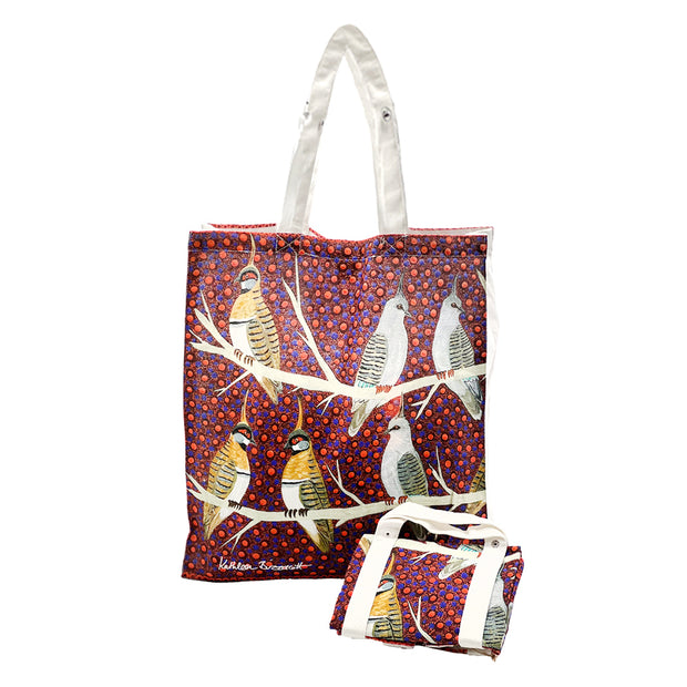 Digital Foldable Cotton Bag featuring Pidgeons by Kathleen Buzzacott