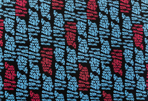 Kuruyultu Flowers Fabric 3m – Neon Blue and Pink on Black (Tencel Linen) from Ikuntji Artists