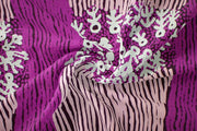 Kuruyultu (3 Colours) Fabric 3m – Cream and Pinks on Wine (Tencel Linen)