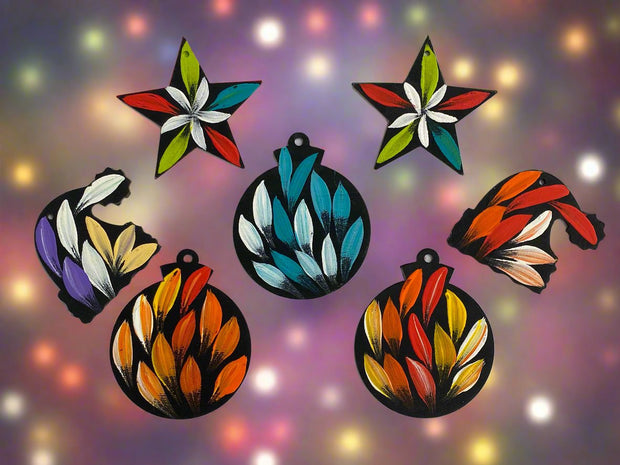 Jacinta Numina Assorted Hand Painted Bush Medicine Leaves Christmas Decorations