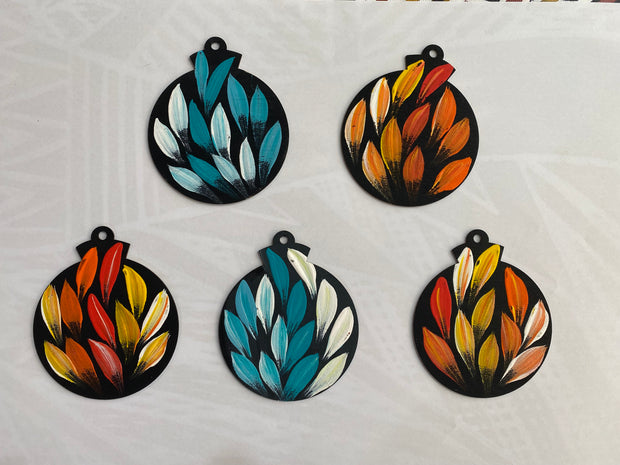 Jacinta Numina Assorted Hand Painted Bush Medicine Leaves Christmas Decorations