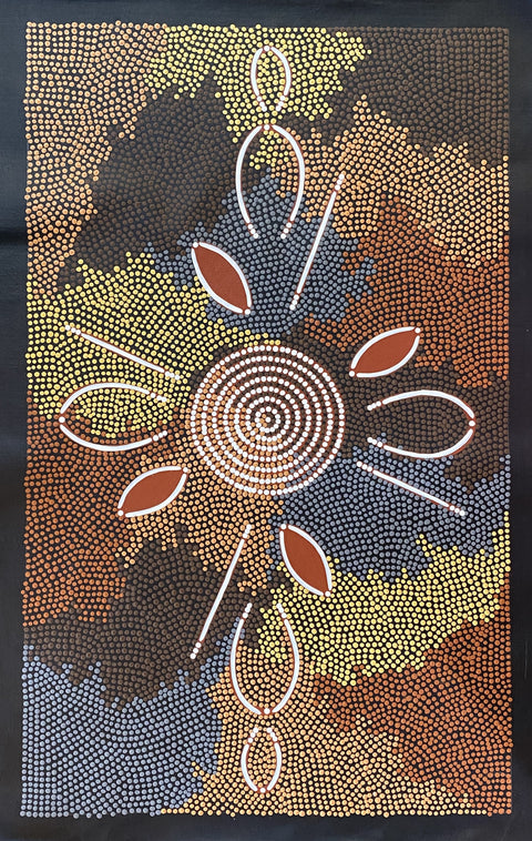 Women Hunting @ Waterhole with Digging Stick and Coolamon by Bevan Tjampitjinpa #059