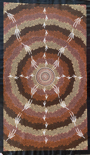 Emu and Kangaroo going to Waterhole Bevan Tjampitjinpa # 61