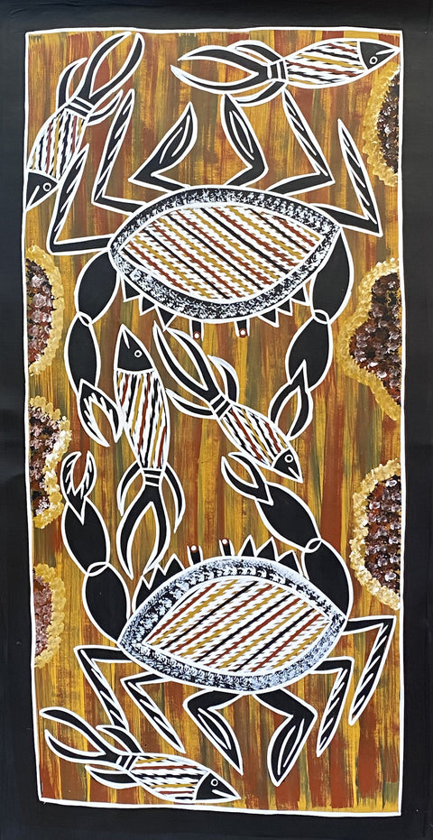 Mud Crab and Fish by Christine Burarrwanga