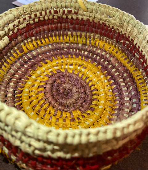 Small Naturally Dyed Pandanus Basket by Thomasina Dennis #01