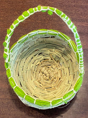 Pandanus and Wool Basket with Handle by Megan Munyarryun