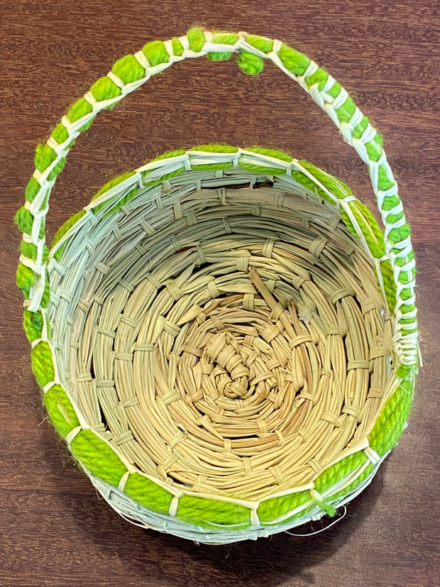 Pandanus and Wool Basket with Handle by Megan Munyarryun