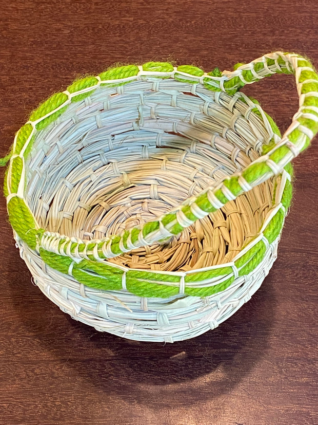 Pandanus and Wool Basket with Handle by Megan Munyarryun