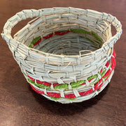 Pandanus  & Wool Basket with Handles by Megan Munyarryun (Red & Green Wool)