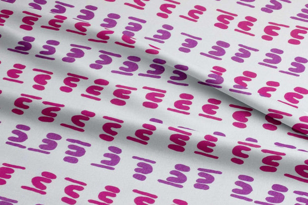 Kungkayunti Fabric 3m– Pink and Purple on White (Linen)