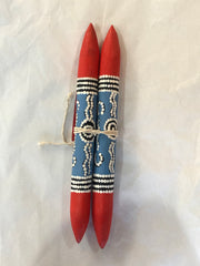 Red & Blue Clap Sticks from Warlukurlangu Art Centre