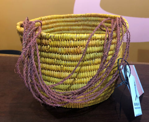 Naturally Dyed Pandanus Basket by Margaret Djarrbalabal