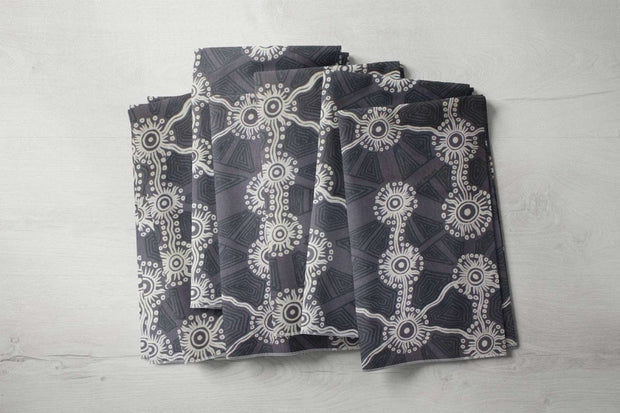 Tali at Kungkayunti Fabric 3m– Dark Grey and White on Grey (Cotton)