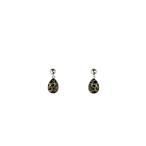 Mo Resin Dangle Drop Elsie Gold and Black Earrings