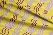 Wirliyajarrayi Fabric 2m – Lilac and Hot Pink on Lemon (Cotton)