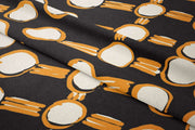 Wilkinkarra Fabric 3m– Orange and Light Yellow on Black (Tencel Linen)