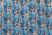 Kuruyultu Rockhole Fabric 3m - Blue, Dark Orange and Cream on Black (Tencel Linen)