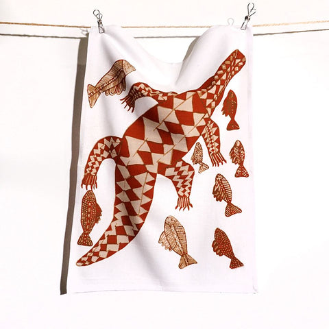Susan Wanji Wanji Crocodile and Barramundi Tea Towel