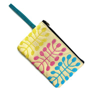 Mitjili Napurrula (Yellow & Blue) Tiny Leather Cosmetic Bag from Better World Arts