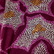 Ininti at Muruntji Fabric 2.9m – Purple, Cream and Orange on Wine (Tencel Linen)