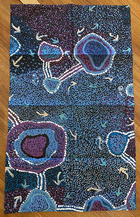 Better World Arts Linen Tea Towel Featuring Emu Dreaming By Pauline Nampijinpa Singleton