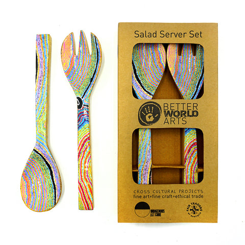 Better World Arts Wooden Salad Server Featuring Dogwood Tree Dreaming