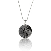 Athena Granites- Seven Sisters Black and White Circle Pendant on a Chain Necklace