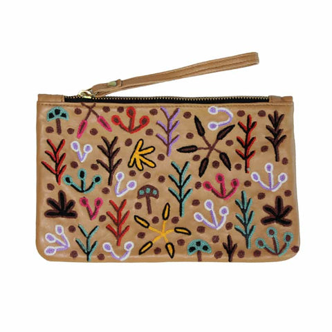 Better World Arts Leather Clutch Featuring Our Country Design By Betty Pula Morton