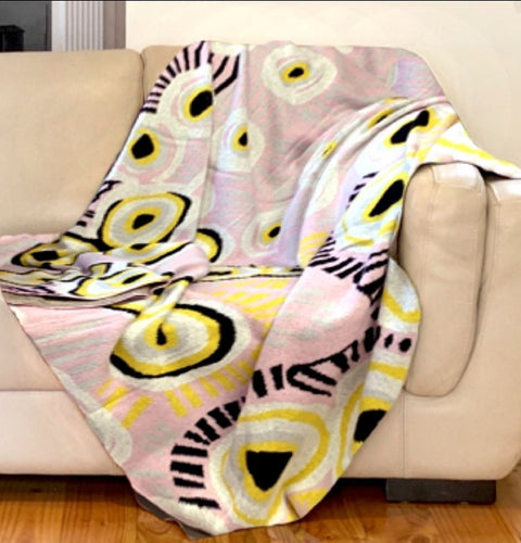 Better World Arts Knitted Cotton Throw Featuring Art By Murdie Nampijinpa Morris