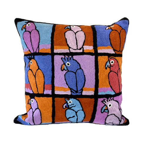 Better World Arts Wool Cushion Cover 16in 40cm Featuring Cockatoos On Country By Kushia Young