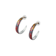 Otto Bush Tomato Red And Blue Statement Loop Earrings D677