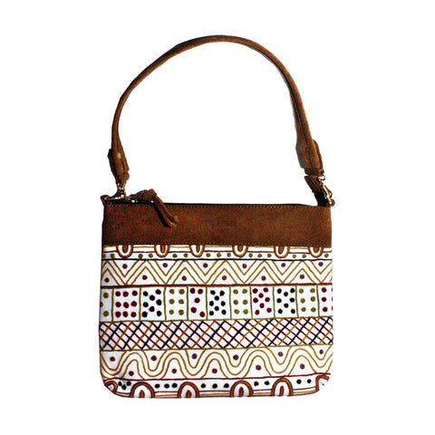 Better World Arts Embroidered Hand Bag Leather Featuring Jilamara Design By Josette Papajua