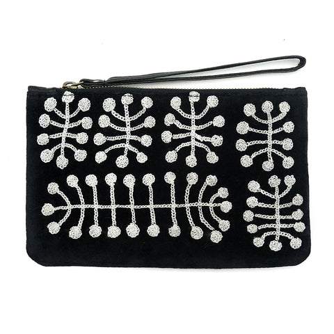 Better World Arts Velvet Clutch With Wrist Strap Featuring Watiya Tjuta Tree By Mitjili Napurrula