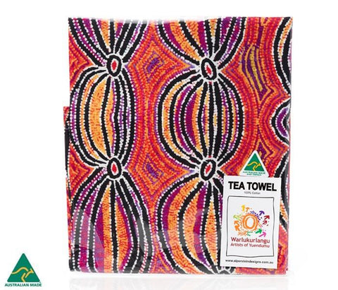 Alperstein Designs Tea Towel Featuring Art By Liddy Napanagka Walker